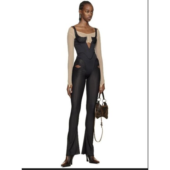 High-Waisted Black Cut-Out Pants - Picture 2 of 16